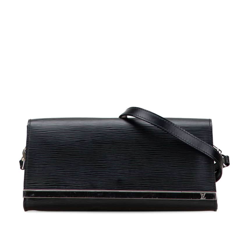 Louis Vuitton Epi Sevigne Clutch Black Leather Good condition - Front View