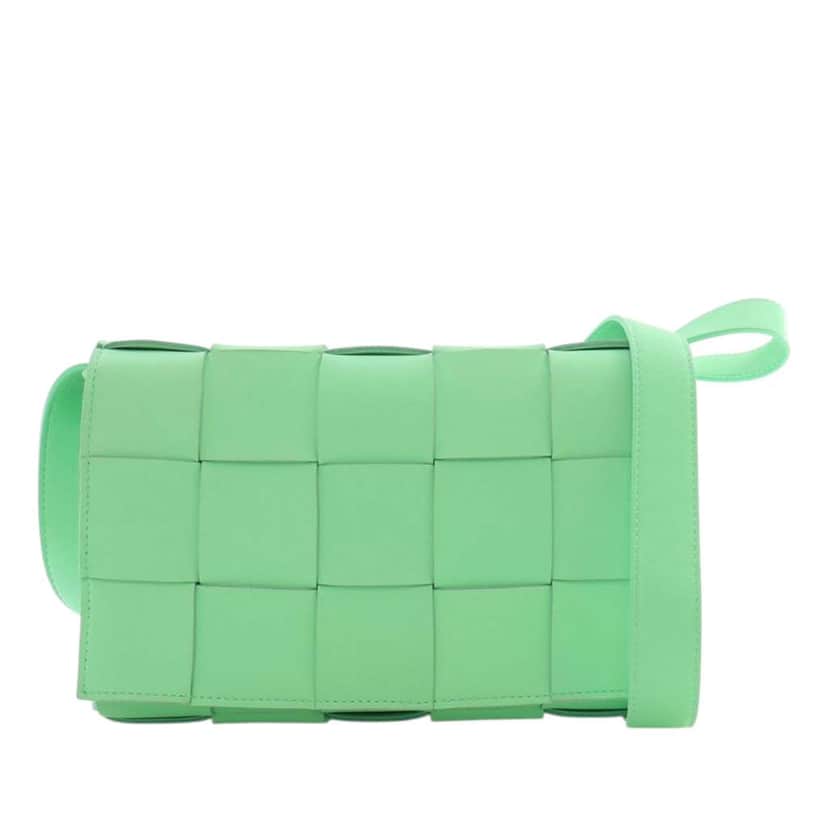 Bottega Veneta Nappa Intrecciato Cassette Crossbody Green Leather Good condition - Front View