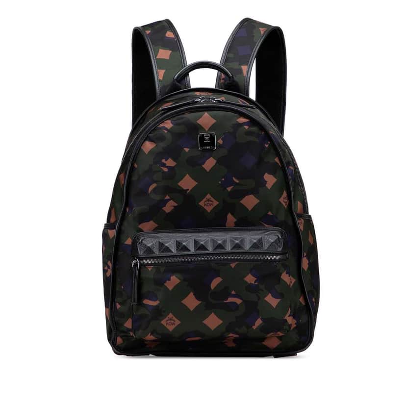 Mcm Nylon Camo Munich Lion Dieter Backpack Green Good condition - Front View