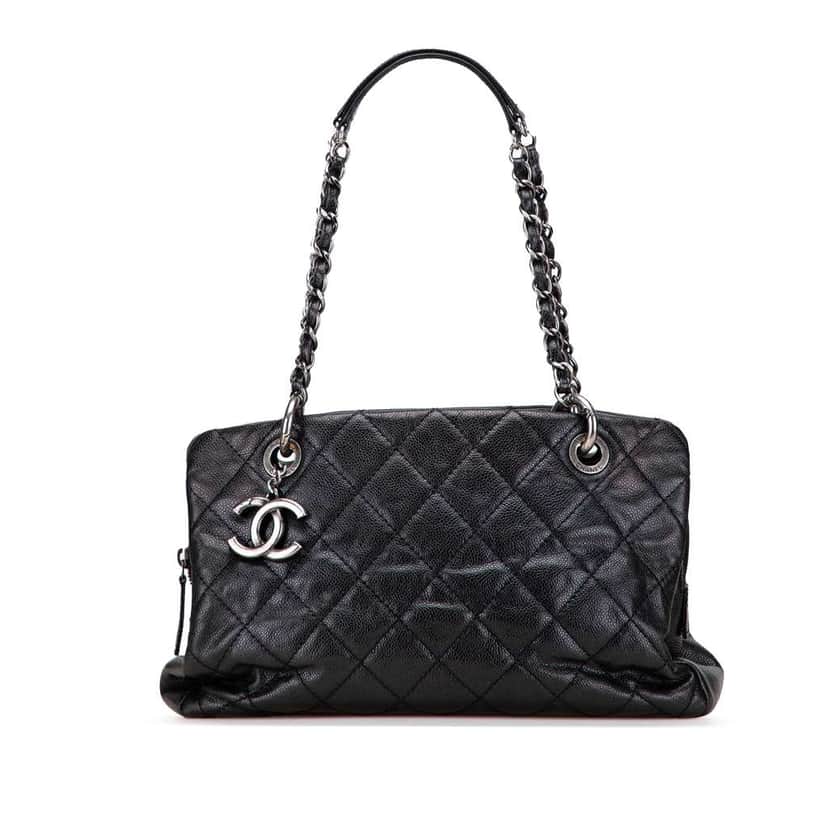 Chanel Quilted Iridescent Caviar Chic Shopping Tote Black Leather Good condition - Front View