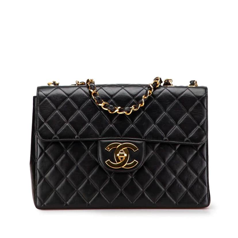 Chanel Jumbo XL Classic Lambskin Single Flap Black Leather Good condition - Front View
