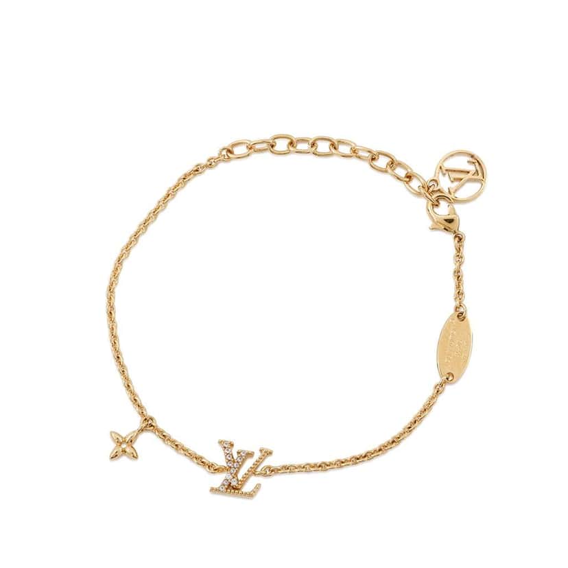 Louis Vuitton Gold Plated Crystal Iconic Bracelet Gold Metal Good condition - Front View