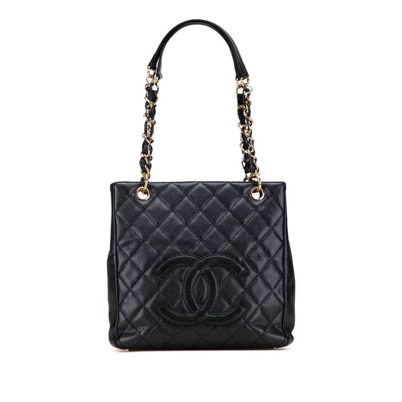 Chanel Caviar Petite Shopping Tote Black Leather Good condition - Front View