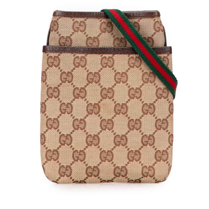 Gucci GG Canvas Web Crossbody Brown Canvas Good condition - Front View