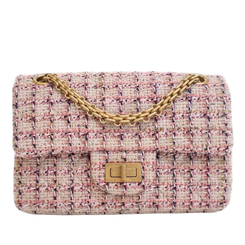 Chanel Mini Reissue 2.55 Tweed Single Flap 224 Pink Tweed Good condition - Front View