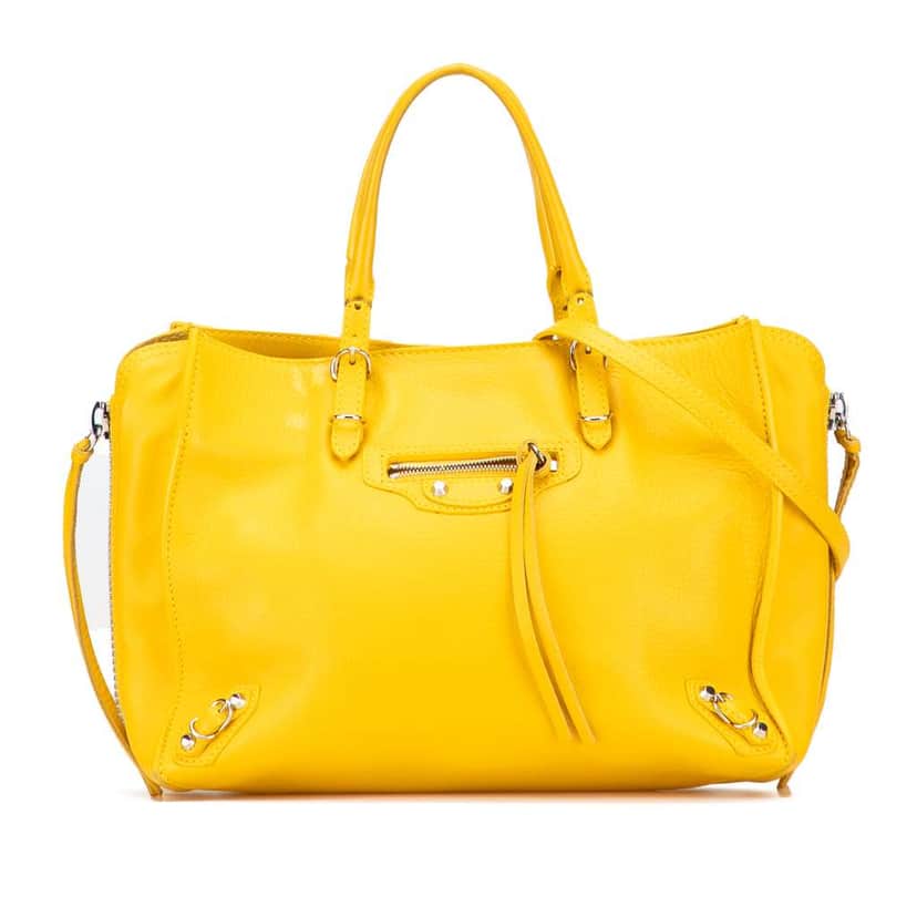 Balenciaga Veau Papier A6 Zip Around Tote Yellow Leather Good condition - Front View