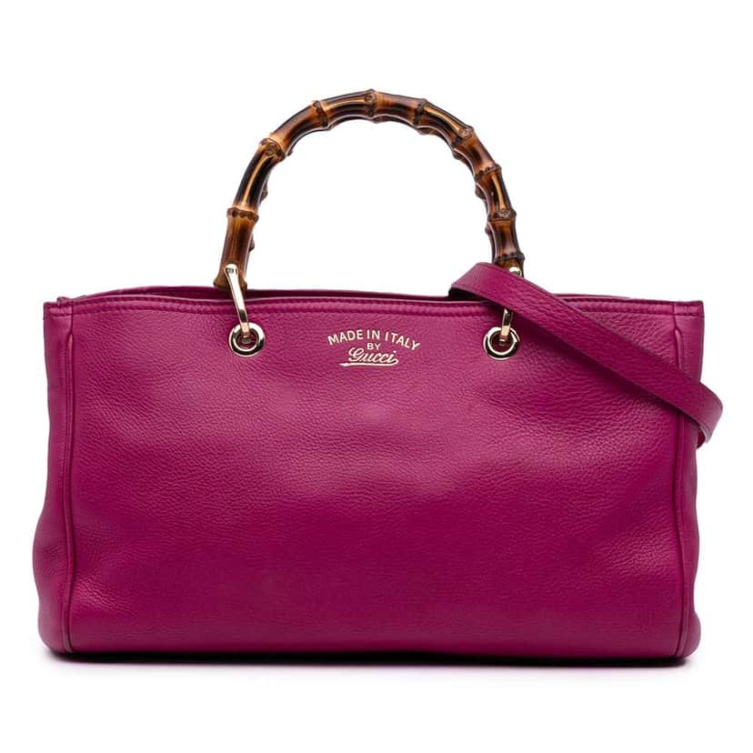Gucci Medium Calfskin Bamboo Shopper Satchel Pink Leather Good condition - Front View