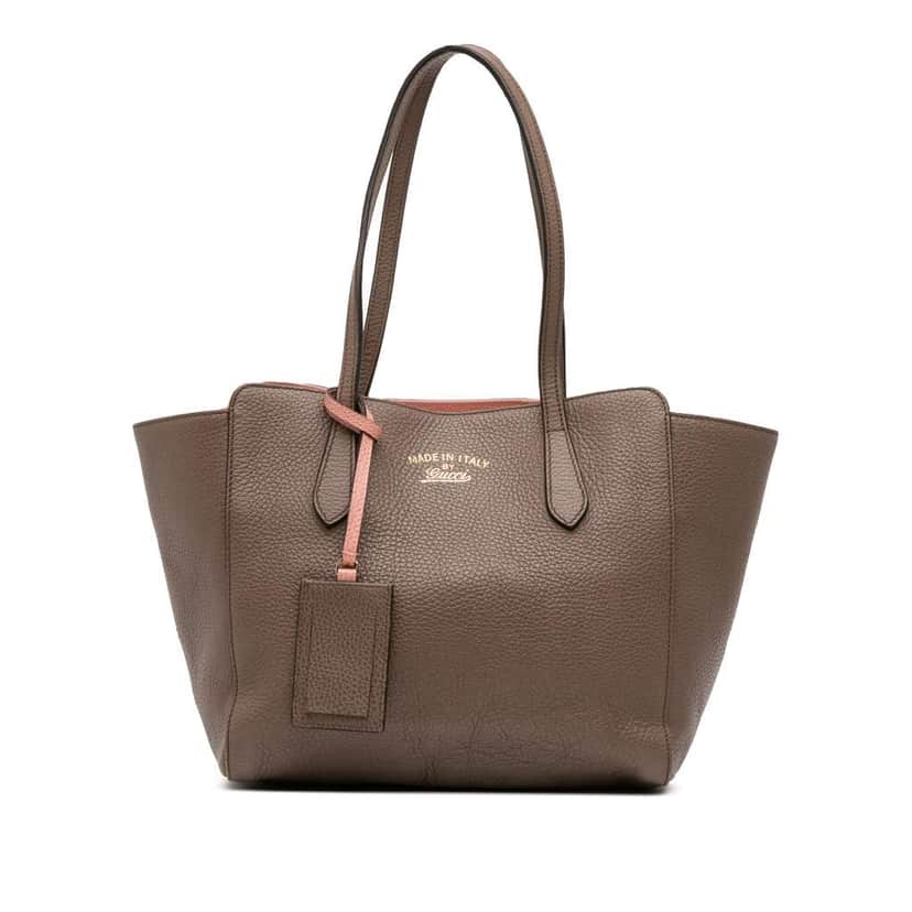 Gucci Small Leather Swing Tote Brown Leather Good condition - Front View