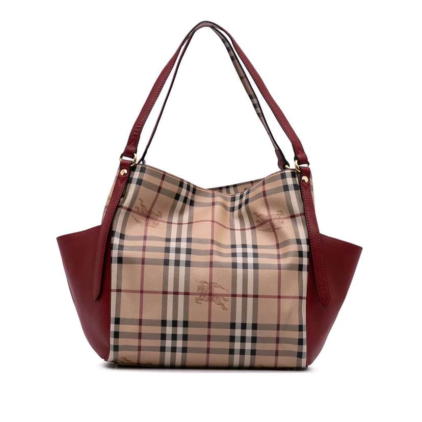 Burberry Haymarket Check Coated Canvas Canterbury Tote Brown Canvas Good condition - Front View