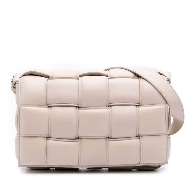 Bottega Veneta Nappa Intrecciato Padded Cassette Crossbody White Leather Good condition - Front View