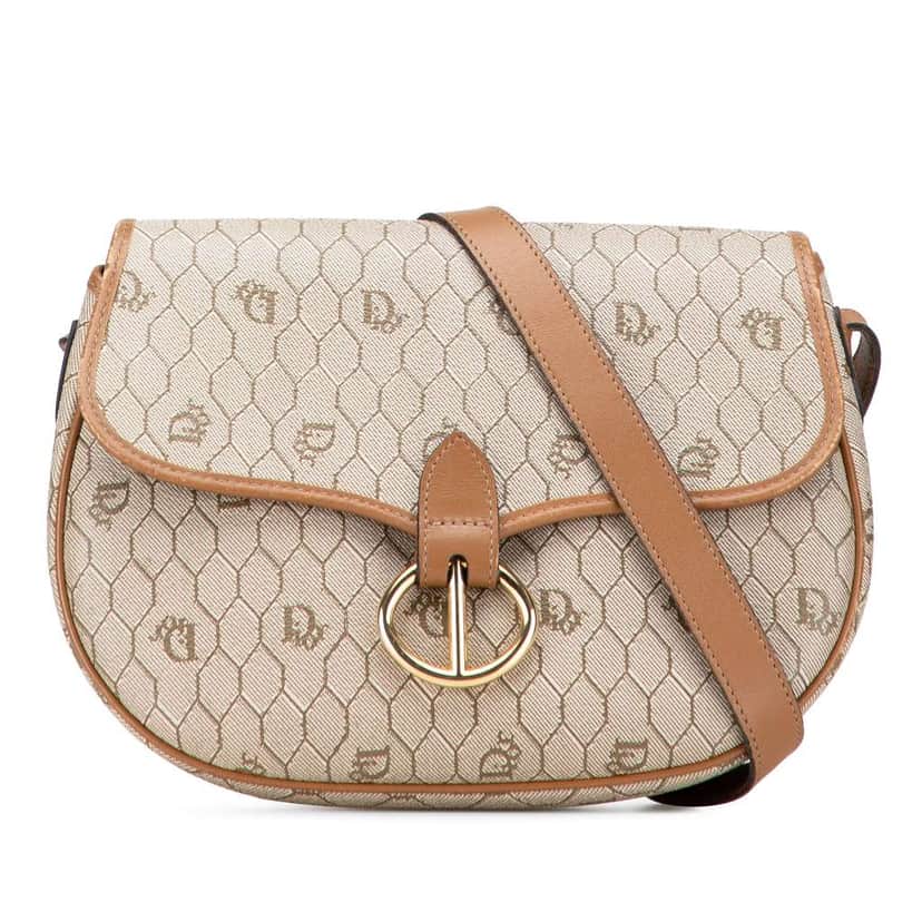 Dior Honeycomb Coated Canvas Crossbody Brown Canvas Good condition - Front View