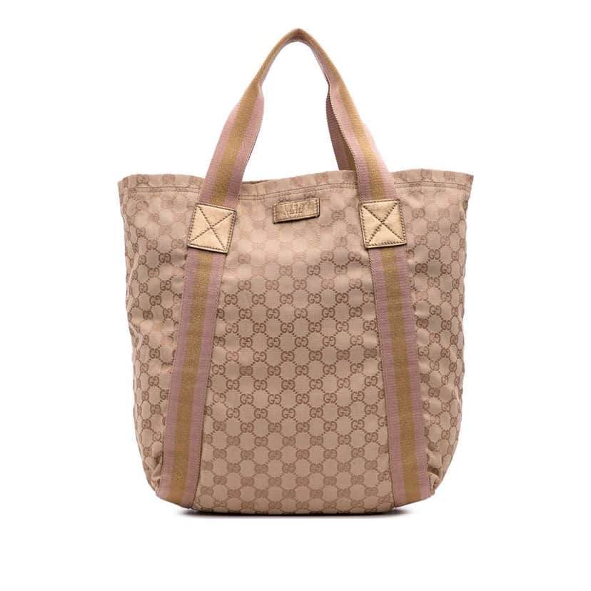 Gucci GG Canvas Web Tote Brown Canvas Good condition - Front View