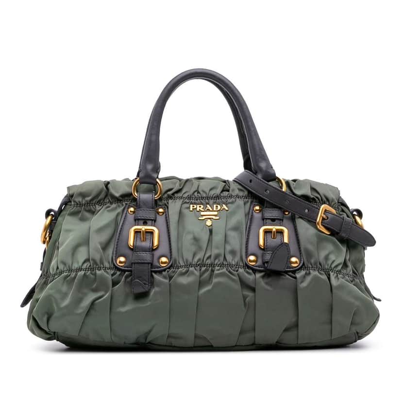 Prada Tessuto Gaufre Satchel Green Good condition - Front View