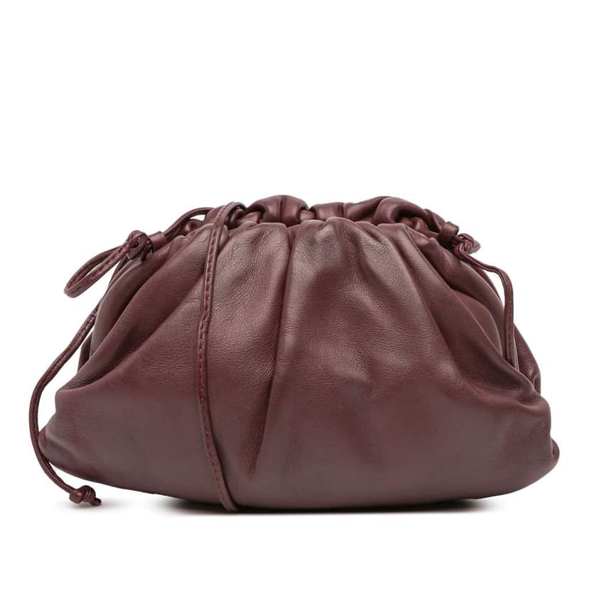 Bottega Veneta Lambskin The Mini Pouch Crossbody Red Leather Good condition - Front View