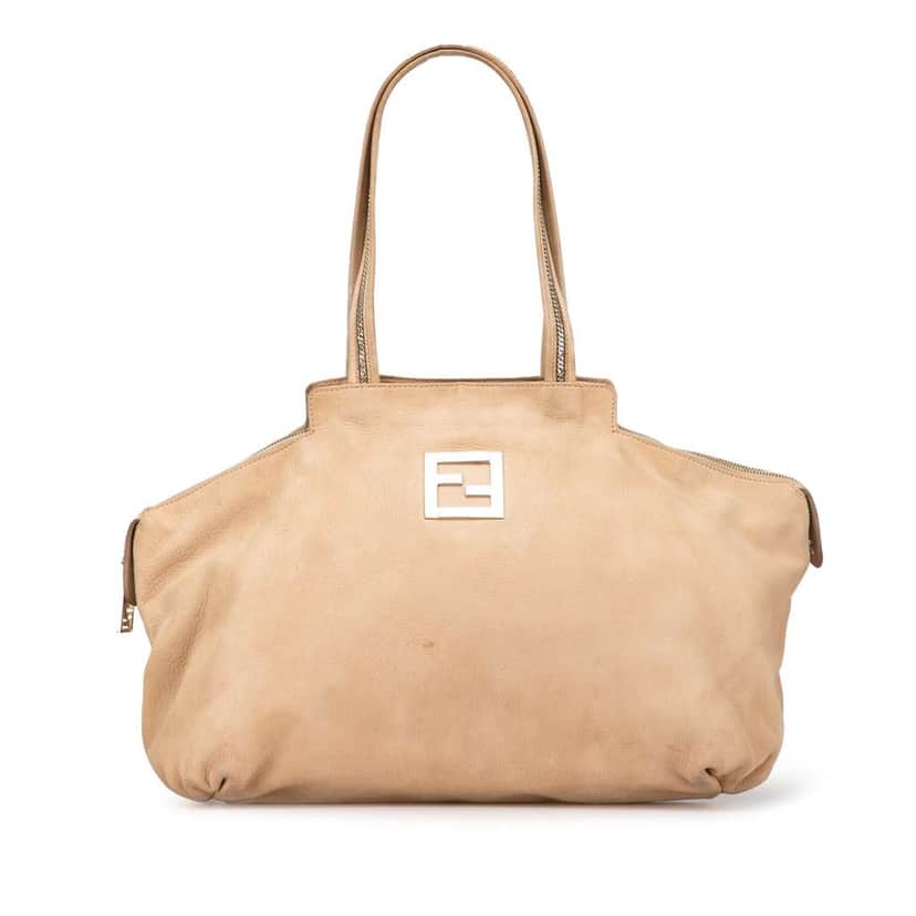 Fendi Medium Leather Chains Tote Brown Leather Good condition - Front View