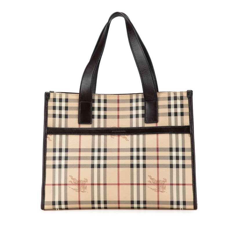 Burberry Haymarket Check PVC Tote Brown Good condition - Front View