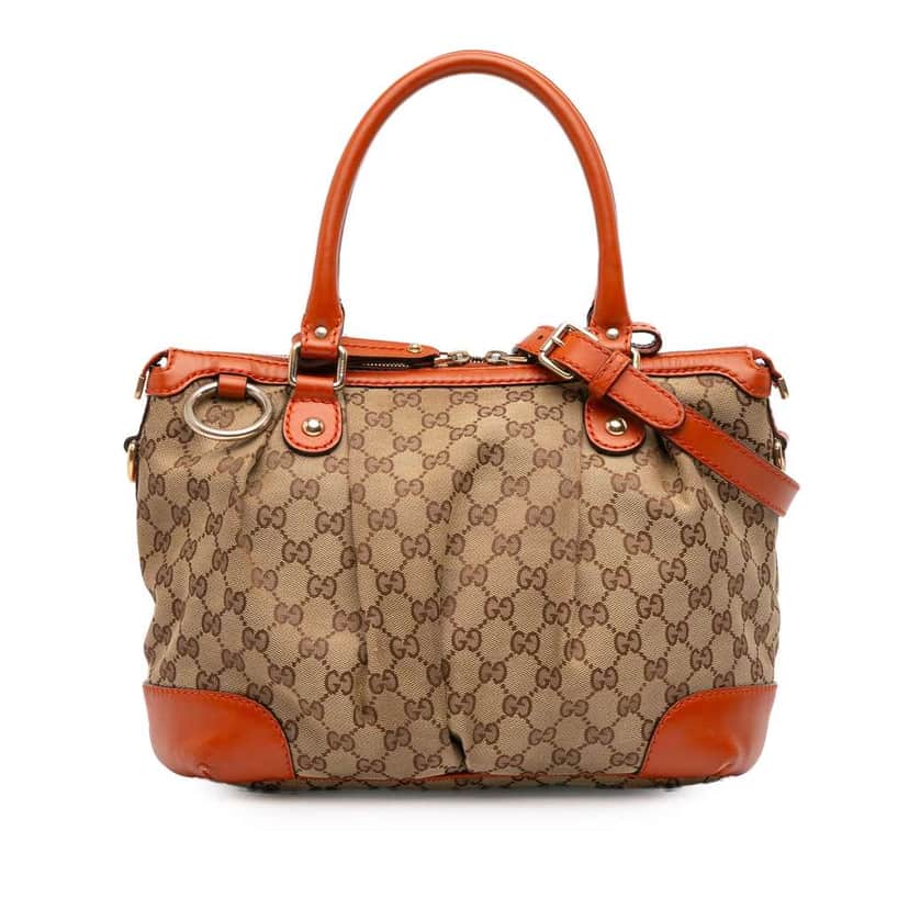Gucci GG Canvas Sukey Satchel Brown Canvas Good condition - Front View