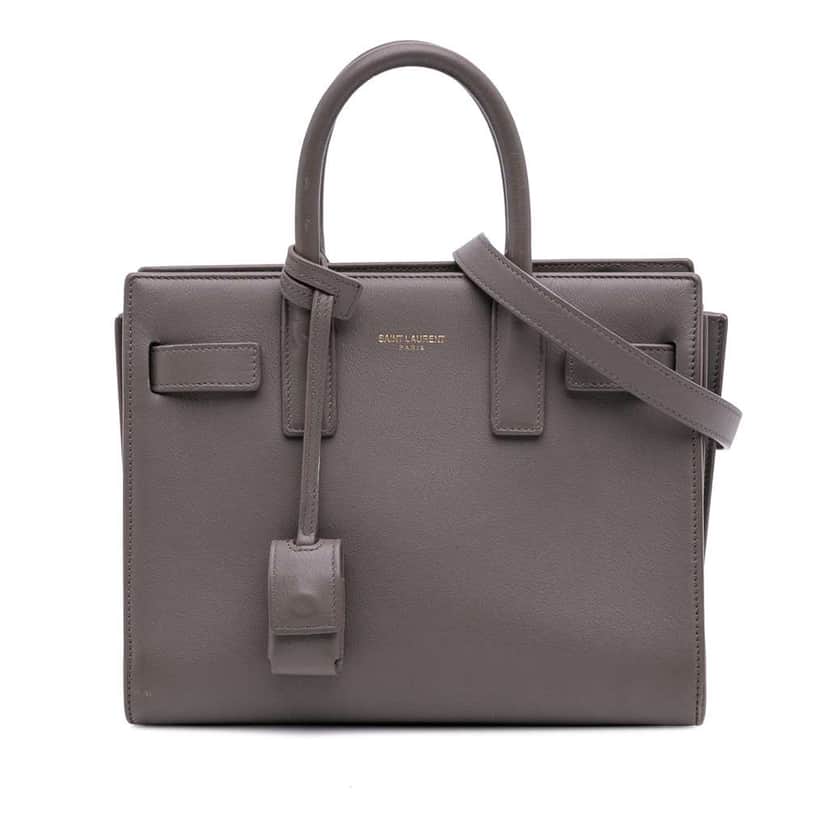 Saint Laurent Nano Leather Sac De Jour Grey Leather Good condition - Front View