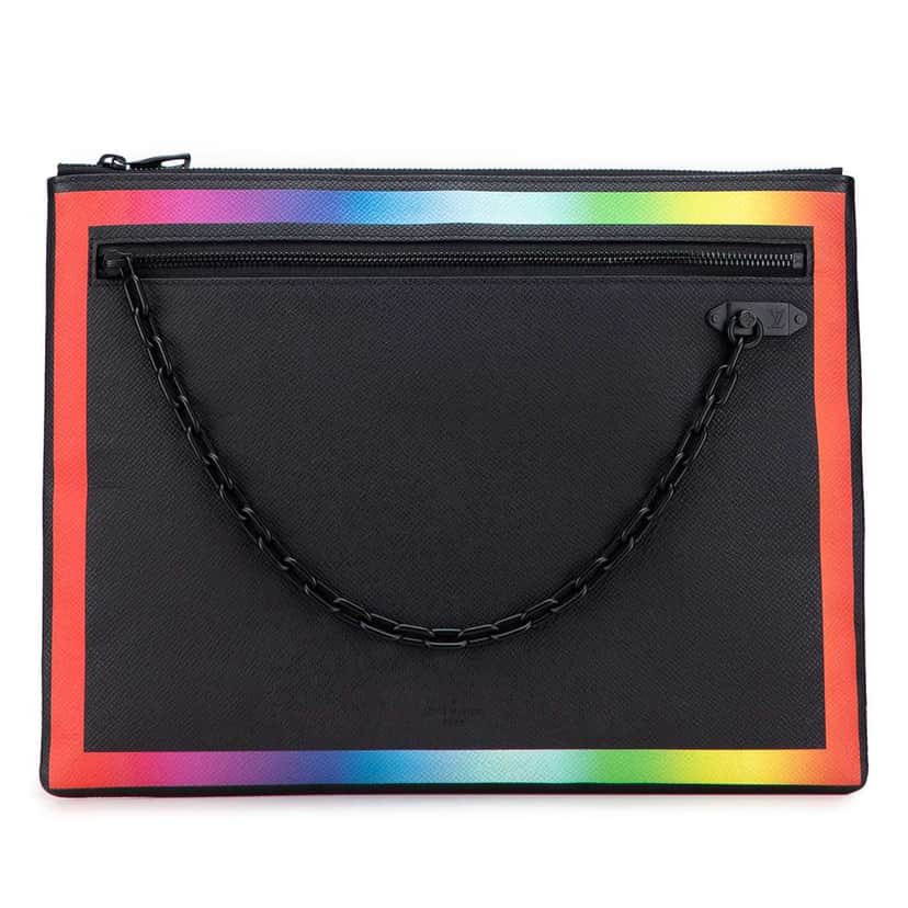 Louis Vuitton Taiga Rainbow Pochette A4 Black Leather Good condition - Front View