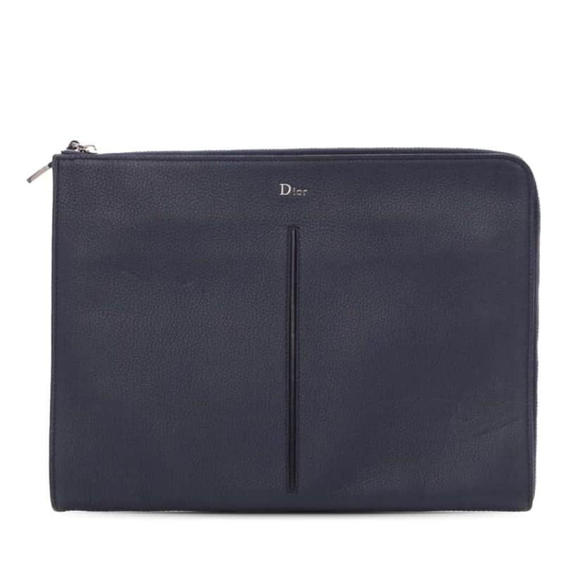 Dior Leather Document Case Blue Leather Good condition - Front View