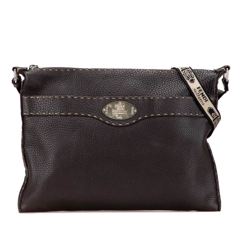Fendi Leather Selleria Crossbody Brown Leather Good condition - Front View