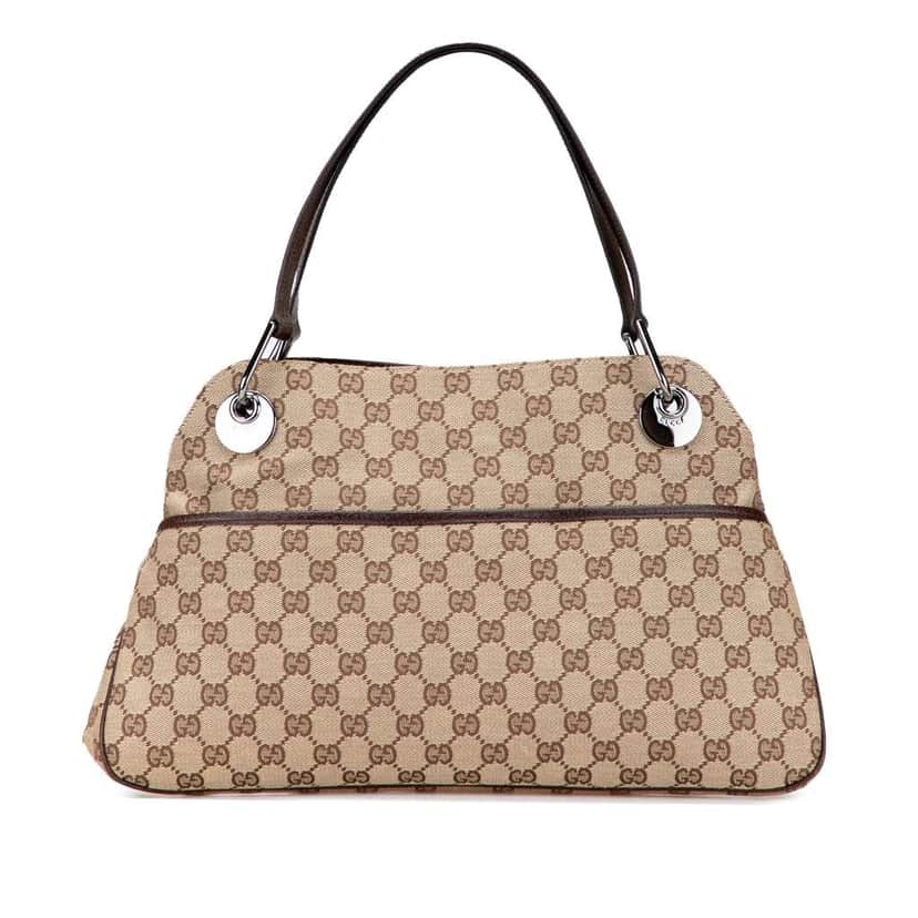 Gucci GG Canvas Eclipse Shoulder Bag Brown Canvas Good condition - Front View