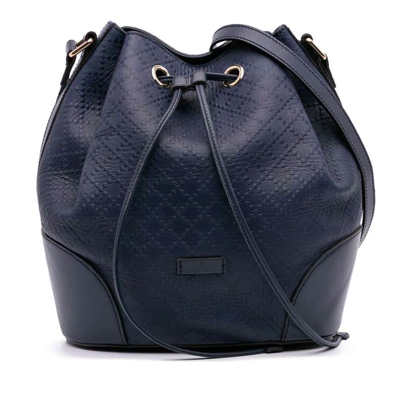 Gucci Medium Calfskin Bright Diamante Bucket Blue Leather Good condition - Front View