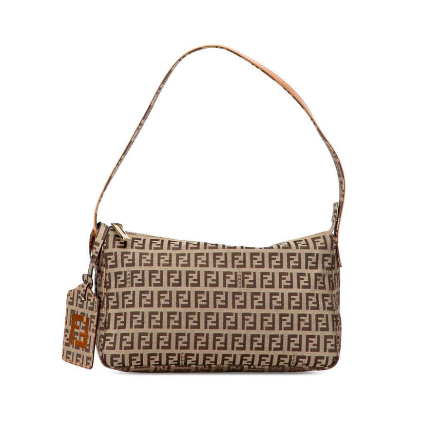 Fendi Zucchino Canvas Pochette Brown Canvas Good condition - Front View