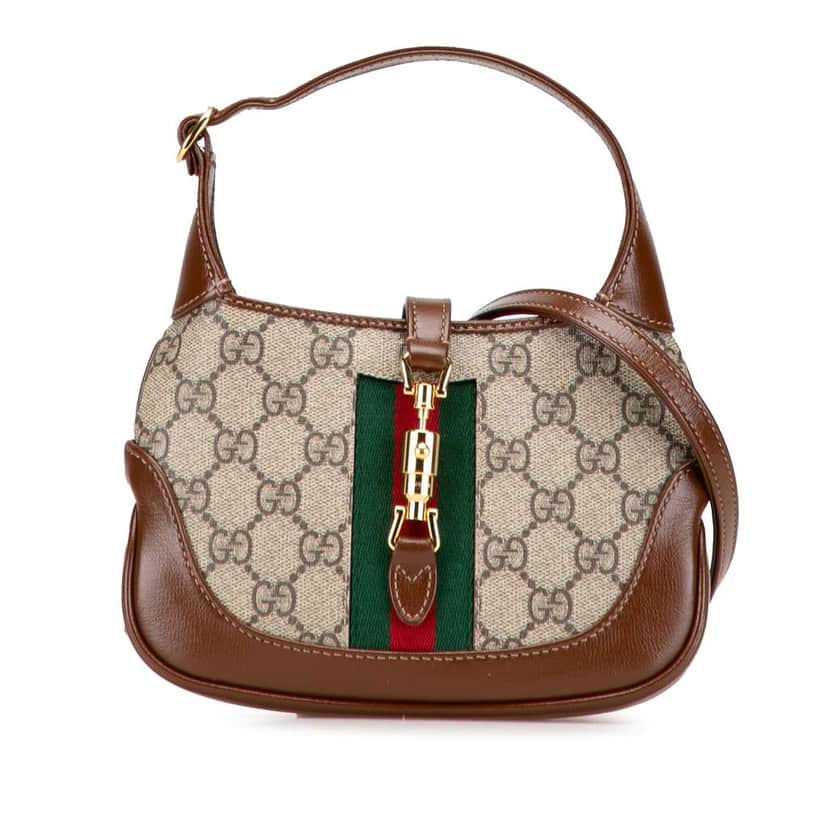 Gucci Mini GG Supreme Web Jackie 1961 Crossbody Brown Canvas Good condition - Front View