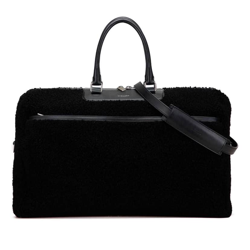 Saint Laurent Shearling Travel Bag Black Very good condition - Front View