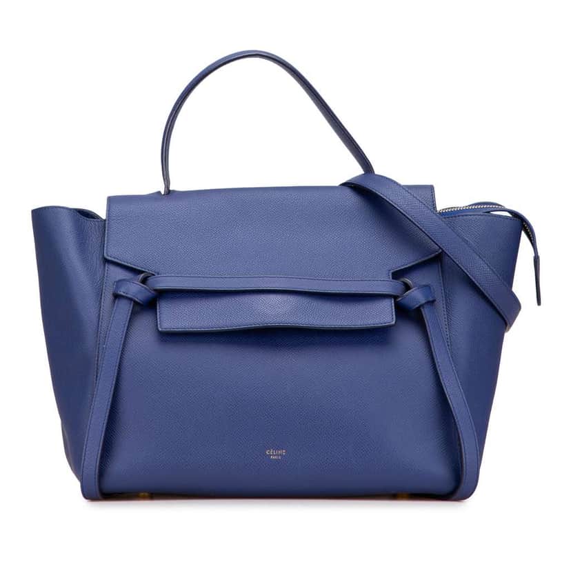 Celine Mini Leather Belt Bag Satchel Blue Leather Good condition - Front View