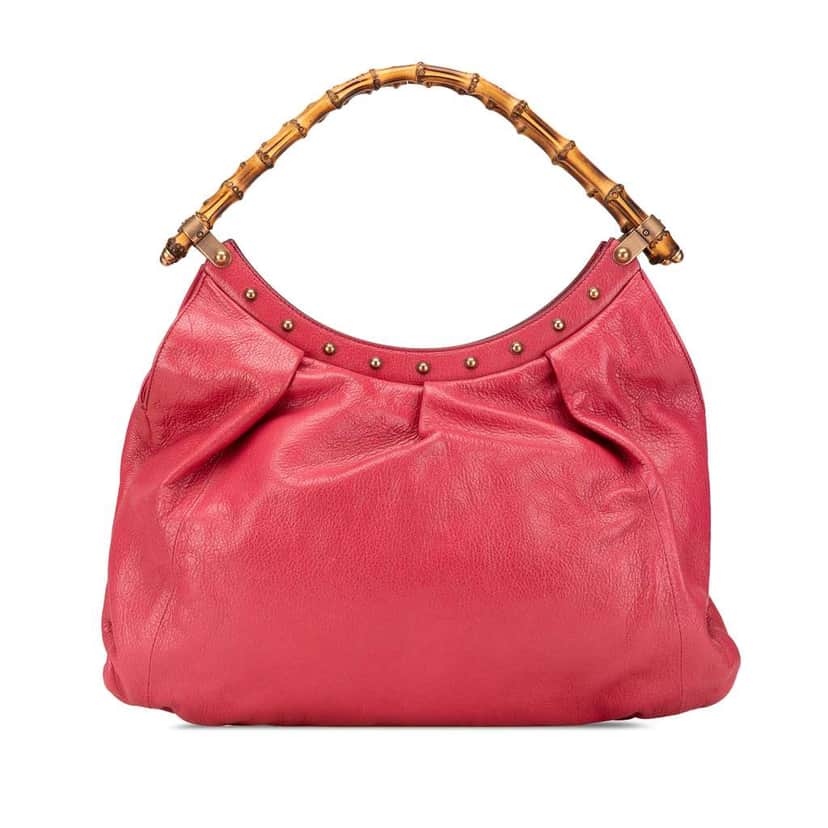 Gucci Leather Bamboo Studded Hobo Pink Leather Good condition - Front View