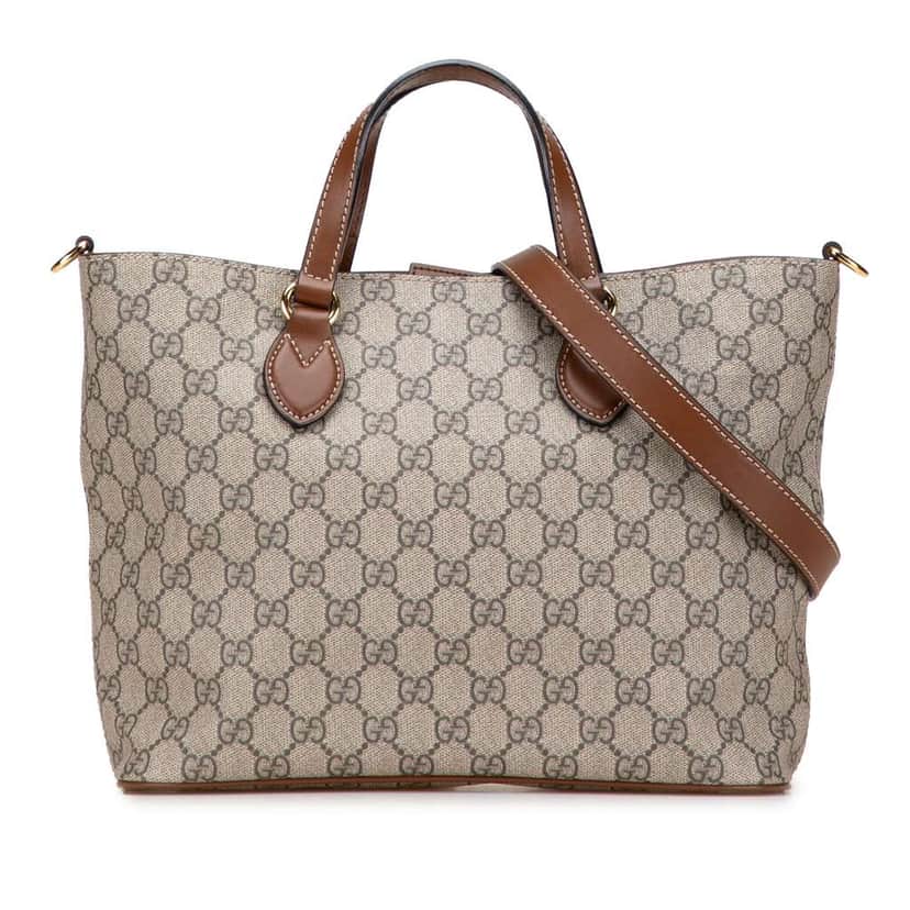 Gucci Small GG Supreme Satchel Brown Canvas Good condition - Front View