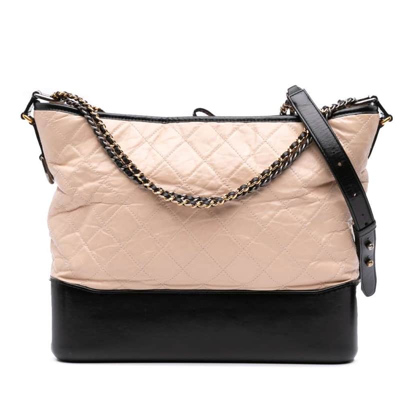 Chanel Large Aged Calfskin Gabrielle Crossbody Brown Leather Very good condition - Front View
