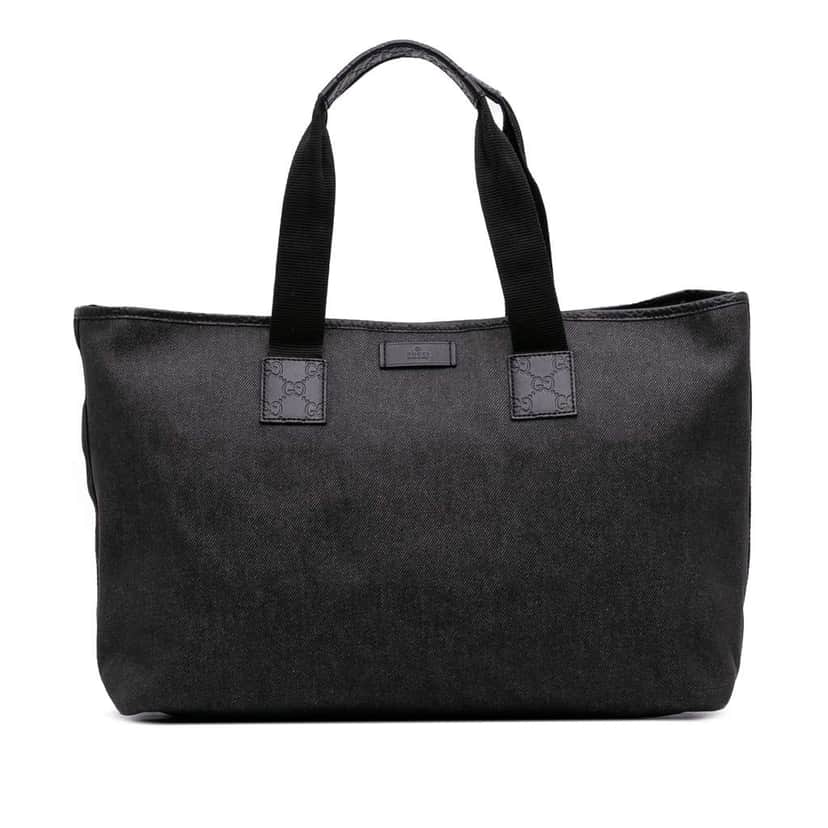 Gucci Guccissima Trimmed Denim Tote Black Denim Very good condition - Front View