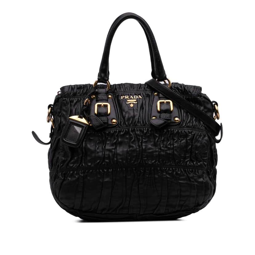 Prada Nappa Gaufre Satchel Black Leather Good condition - Front View