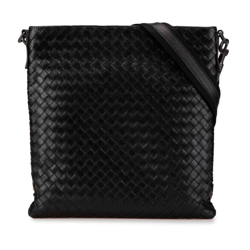 Bottega Veneta Leather Intrecciato Crossbody Black Leather Good condition - Front View