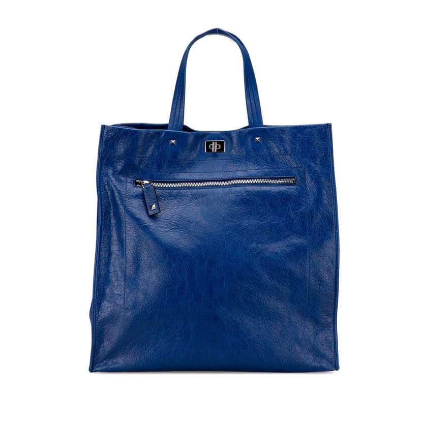 Valentino Leather Rockstud Turnlock Tote Blue Leather Good condition - Front View
