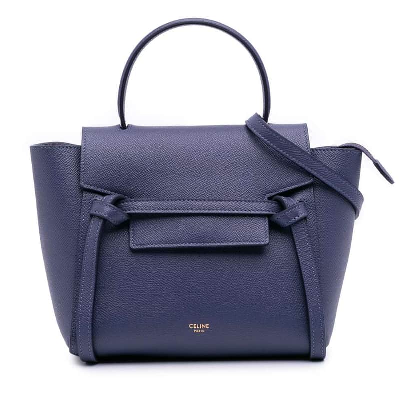Celine Nano Grained Calfskin Belt Bag Purple Leather Good condition - Front View