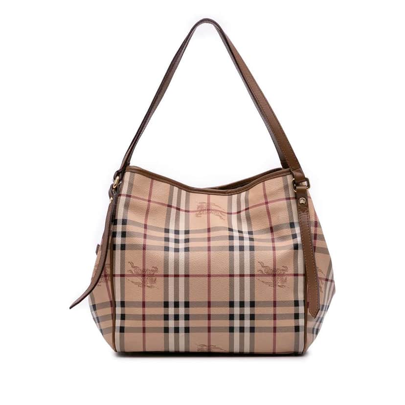 Burberry Small Haymarket Check Coated Canvas Canterbury Tote Brown Canvas Fair condition - Front View