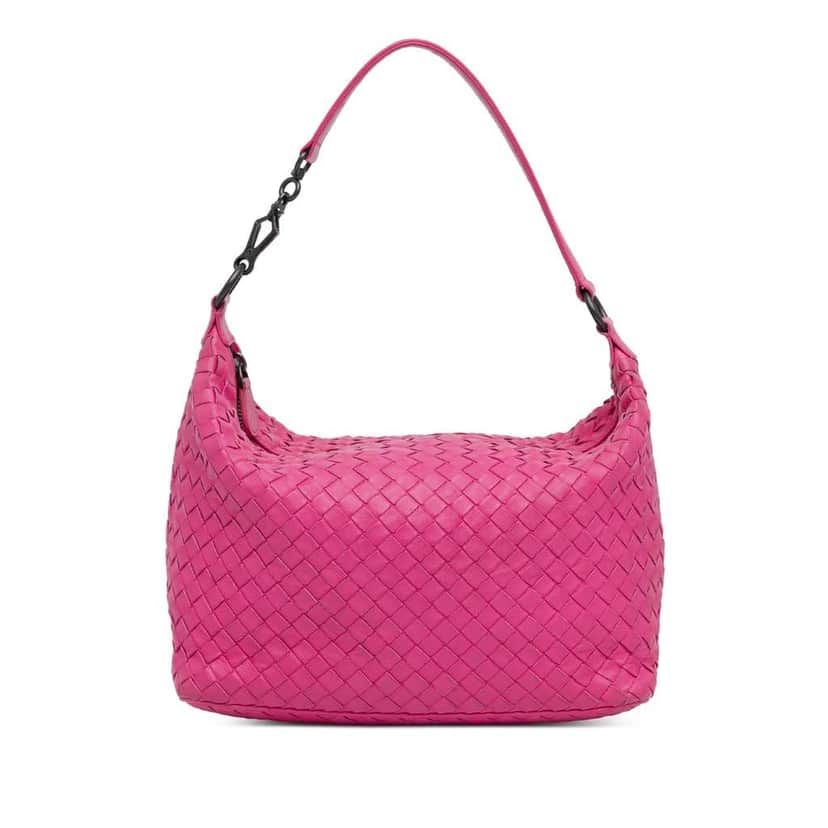 Bottega Veneta Intrecciato Shoulder Bag Pink Leather Good condition - Front View