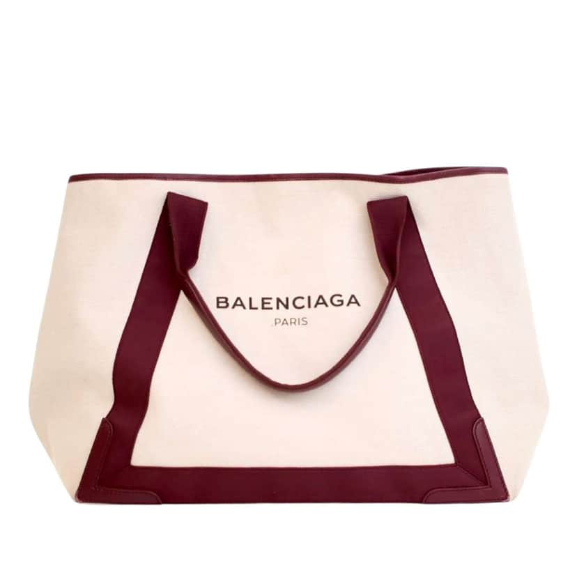 Balenciaga Canvas Navy Cabas Tote M White Canvas Good condition - Front View