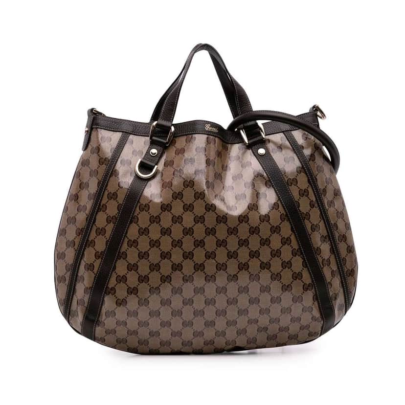 Gucci GG Crystal Abbey D Ring Convertible Tote Brown Canvas Good condition - Front View