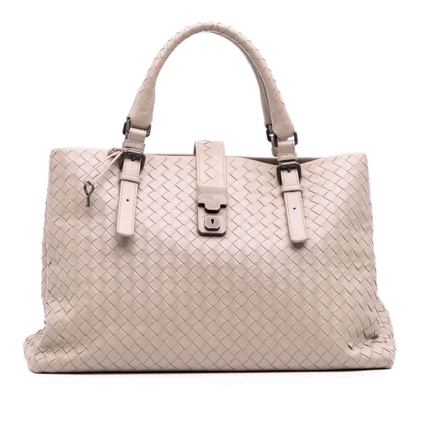 Bottega Veneta Medium Nappa Intrecciato Roma Tote Brown Leather Good condition - Front View