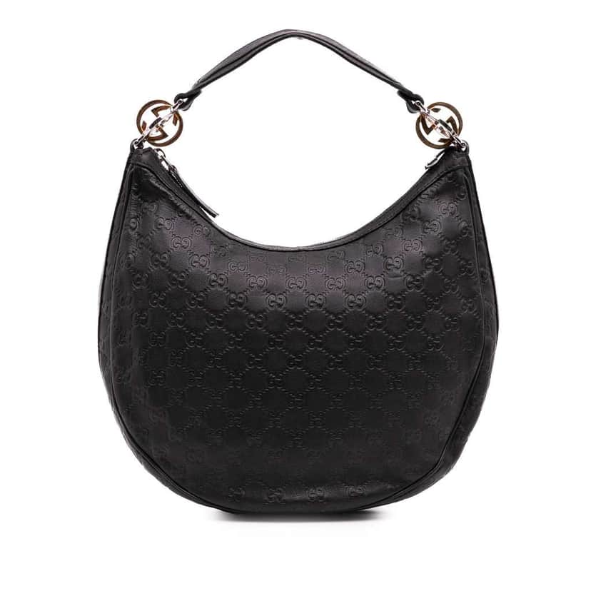 Gucci Medium Guccissima Twins Hobo Black Leather Good condition - Front View
