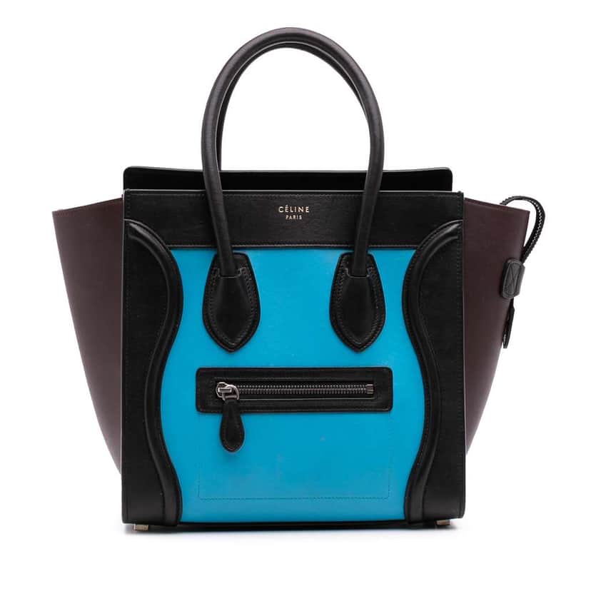 Celine Micro Tricolor Leather Luggage Tote Blue Leather Very good condition - Front View