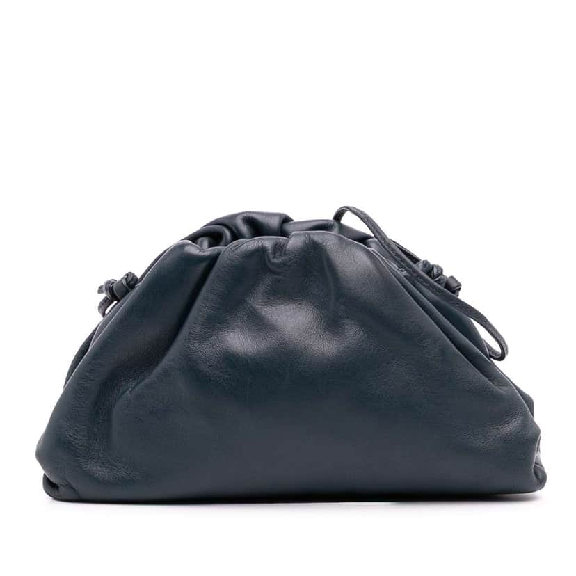 Bottega Veneta Lambskin The Mini Pouch Crossbody Blue Leather Good condition - Front View