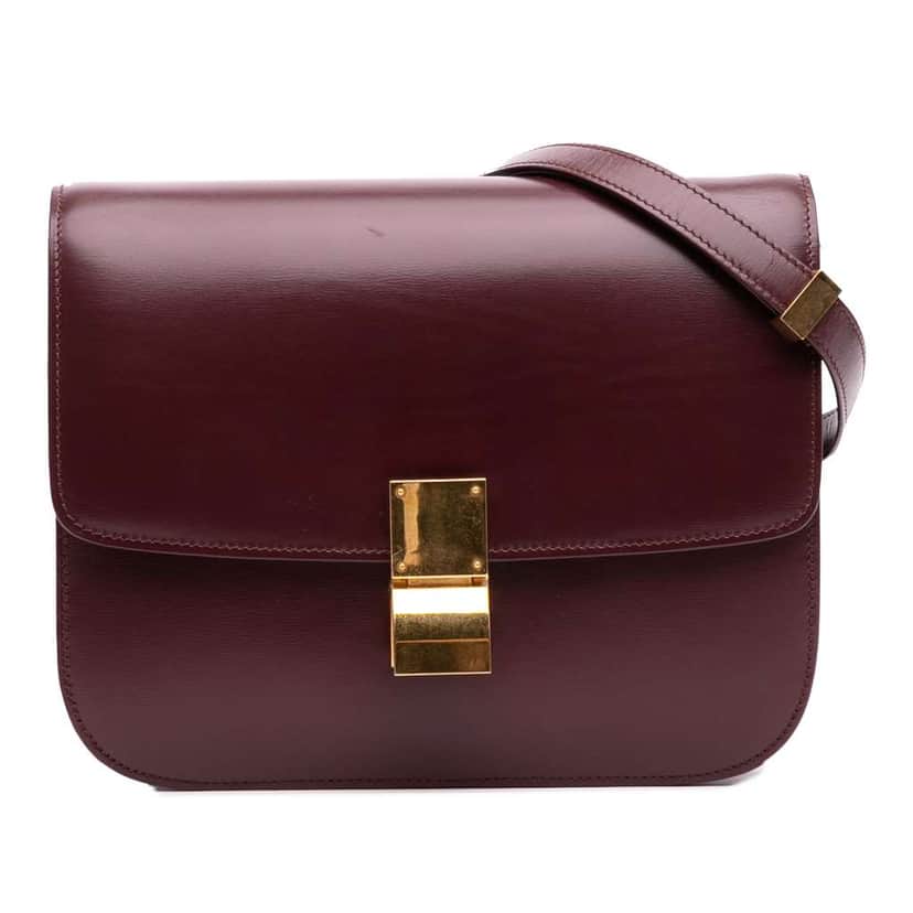Celine Medium Calfskin Classic Box Red Leather Good condition - Front View