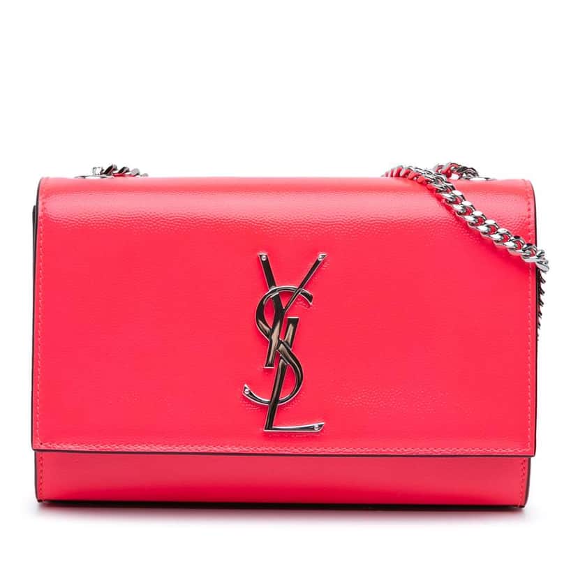 Saint Laurent Small Patent Grain de Poudre Monogram Kate Crossbody Pink Leather Good condition - Front View