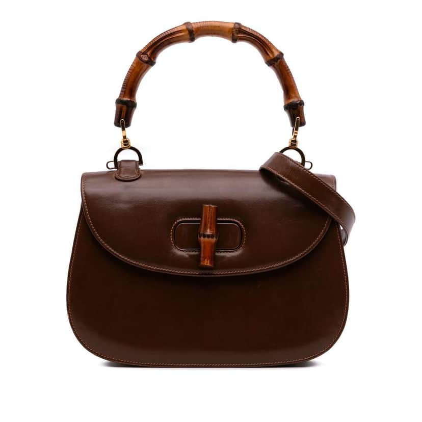 Gucci Calfskin Bamboo Night Brown Leather Good condition - Front View